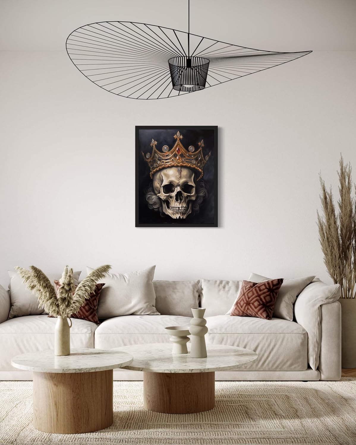 Skull Queen Poster Art Print, Halloween Scary Vintage Wall Art Academia Spooky Painting Decoration for Horror Prints, Gothic Posters Bedroom Decor 89 (Skull Queen, 11 x 14 inches, Black Frame)