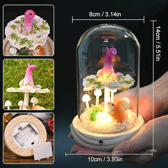 QUELIEN Mushroom Lamp,Mothers Day Mom Gifts for Mom,Light Up Mushroom in Glass Dome,Birthday Party Decorations,Ideal Birthday Gift,GirlfriendGift