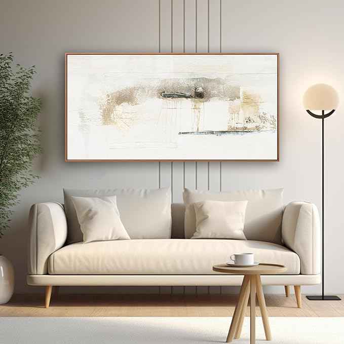 Framed Abstract Canvas Wall Art - Modern Decor, Maximalist & Minimalist Multicolor Graffiti Artwork for Living Room, Bedroom, Kitchen & Office - Ready to Hang - 24x48 Inch