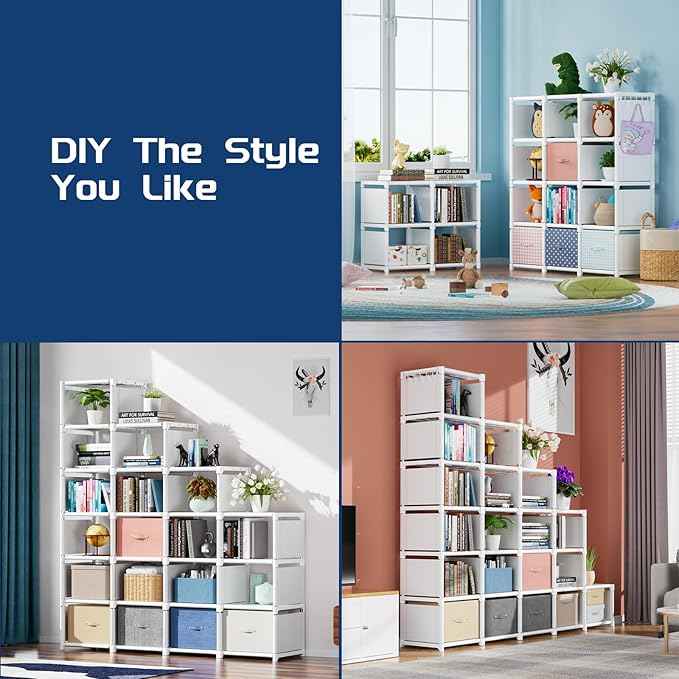 Mavivegue 20 Cube Book Shelf, Storage Organizer, Large DIY Bookcase, Metal Cube Bookshelf, Cubbies Closet Storage Organizer Shelves for Bedroom,Living Room,Home,Office