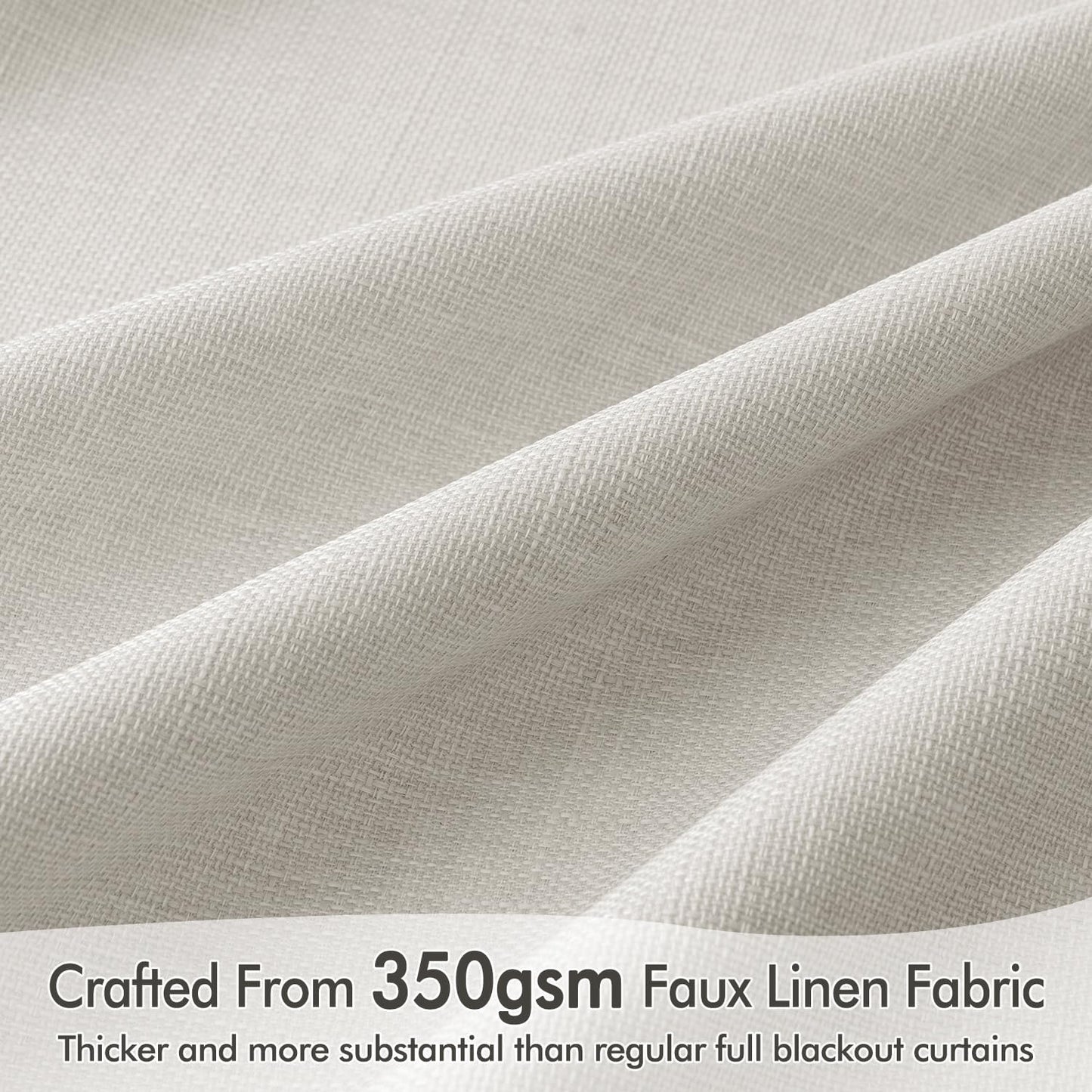 MIULEE 100% Blackout Curtains 90 Inch Long 2 Panels Set for Bedroom, Thick Faux Linen Black Out Curtain Room Darkening Back Tab Pleat Window Textured Drapes with Hooks for Living Room, Light Beige