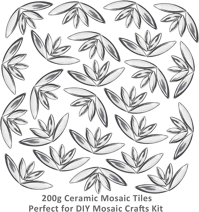 Artspac Petal Ceramic Mosaic Tiles for Crafts, 200g Silver Flower Tiles Mosaic Pieces for Christmas DIY Crafts, Holiday Mosaic Art & Garden Decor