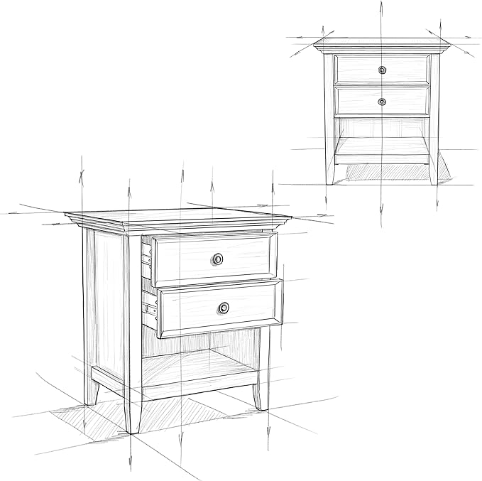 SIMPLIHOME Amherst SOLID WOOD 24 Inch Wide Traditional Bedside Nightstand Table in Black, For the Living Room and Bedroom