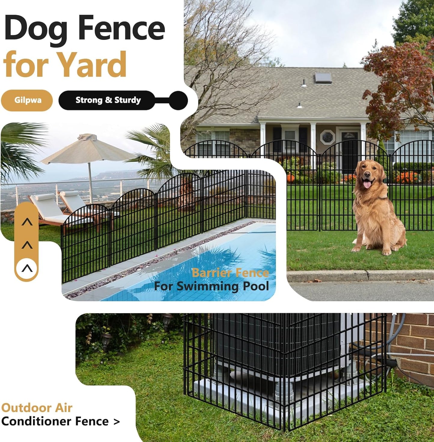18 Panels Decorative Garden Fence, 33in (H) x 40.16 (L) No Dig Dog Fences Outdoor for Yard, Rustproof Tall Fencing Panel, Animal Barrier Suitable for Yard Border, Patio, and Temporary Camping Use