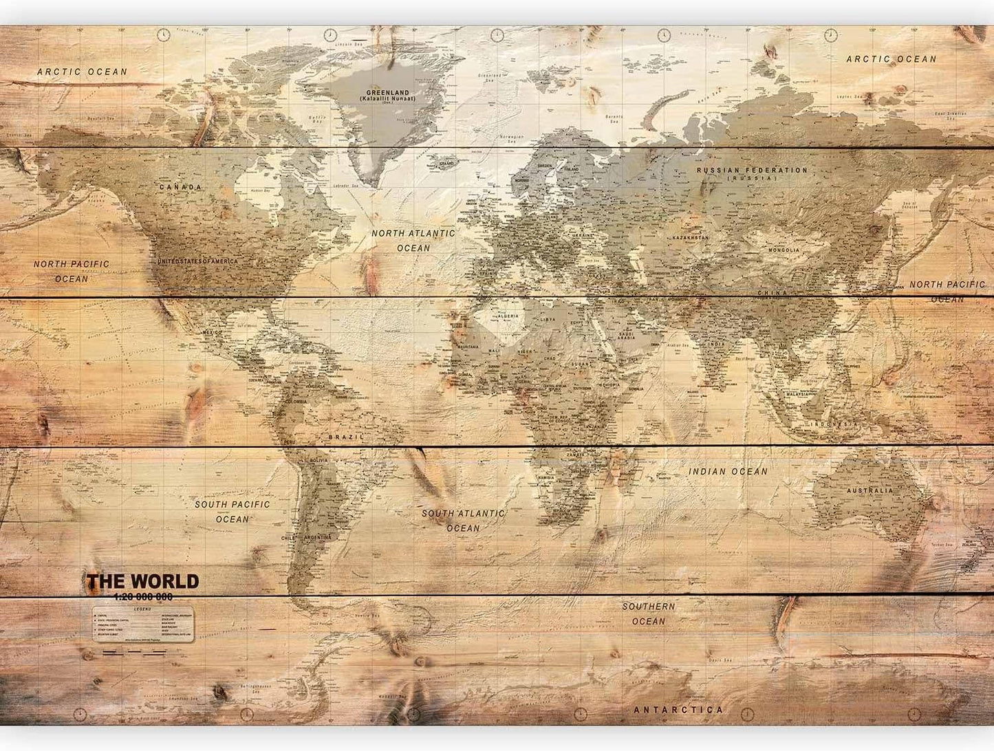 artgeist Wall Mural World Map 157x110 in - XXL Non-Woven Wallpaper Fleece Wall Decor Photo Print Picture Image Design Home Map of The World k-A-0218-a-a