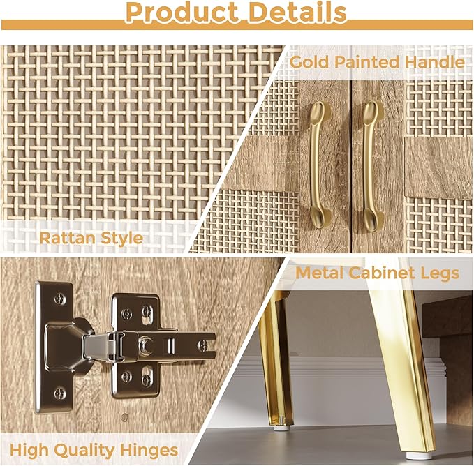 JASIWAY Tall Bathroom Storage Cabinet with Doors and Shelves, 57" Linen Floor Storage Cabinet for Laundry Entryway, Wood Freestanding Pantry with Metal Handle, Adjustable Shelves, Anti-Tipping Device