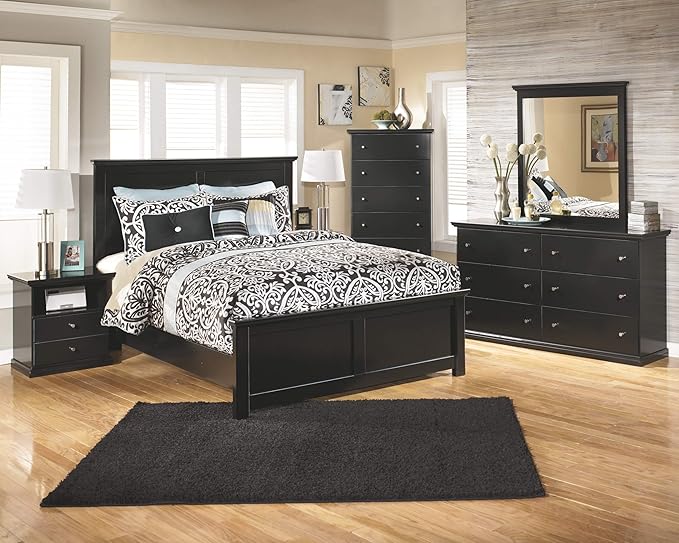 Signature Design by Ashley Maribel Children's Traditional 1 Drawer Nightstand with 1 Storage Cubby, 24.37" Tall, Black