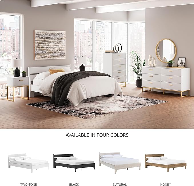 Signature Design by Ashley Socalle Casual Queen Panel Platform Bed, Foundation or Box Spring Not Needed, White