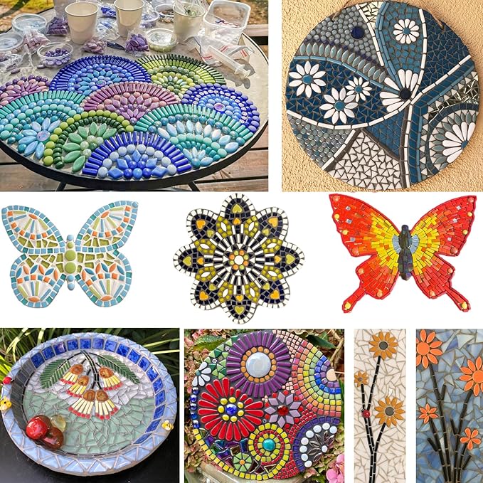 Youway Style Green Mosaic Tiles for Crafts Bulk,150g Strips Shapes Mosaic Glass Pieces for Crafts DIY Spring Mosaic Art Decor,Mosaic Kit Supplies
