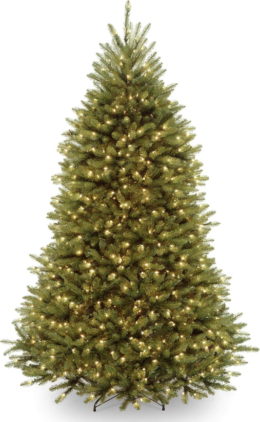 National Tree Company Pre-Lit Artificial Full Christmas Tree, Green, Dunhill Fir, Dual Color LED Lights, Includes PowerConnect and Stand, 7 Feet