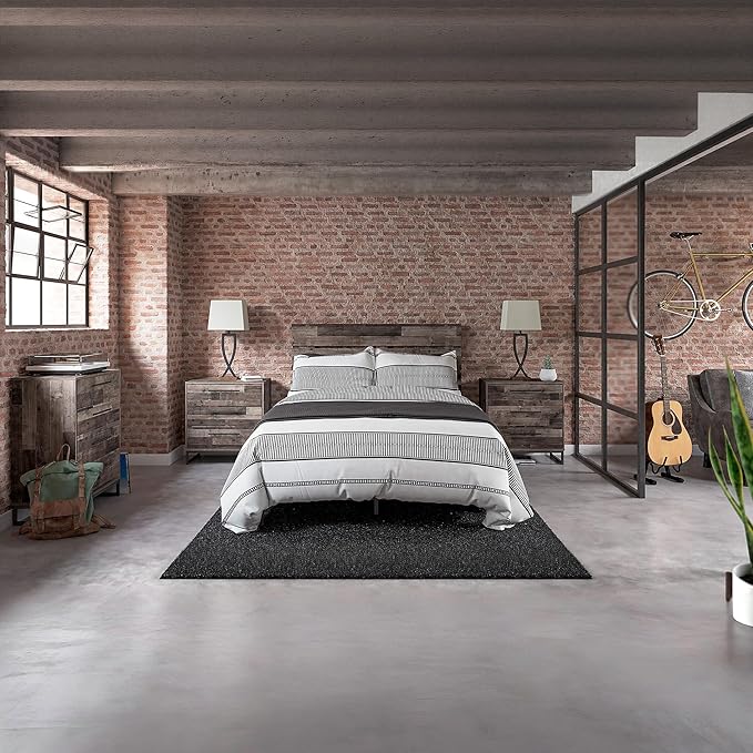 Signature Design by Ashley Neilsville Butcher Block Style Platform Bed, Full, Rustic Gray