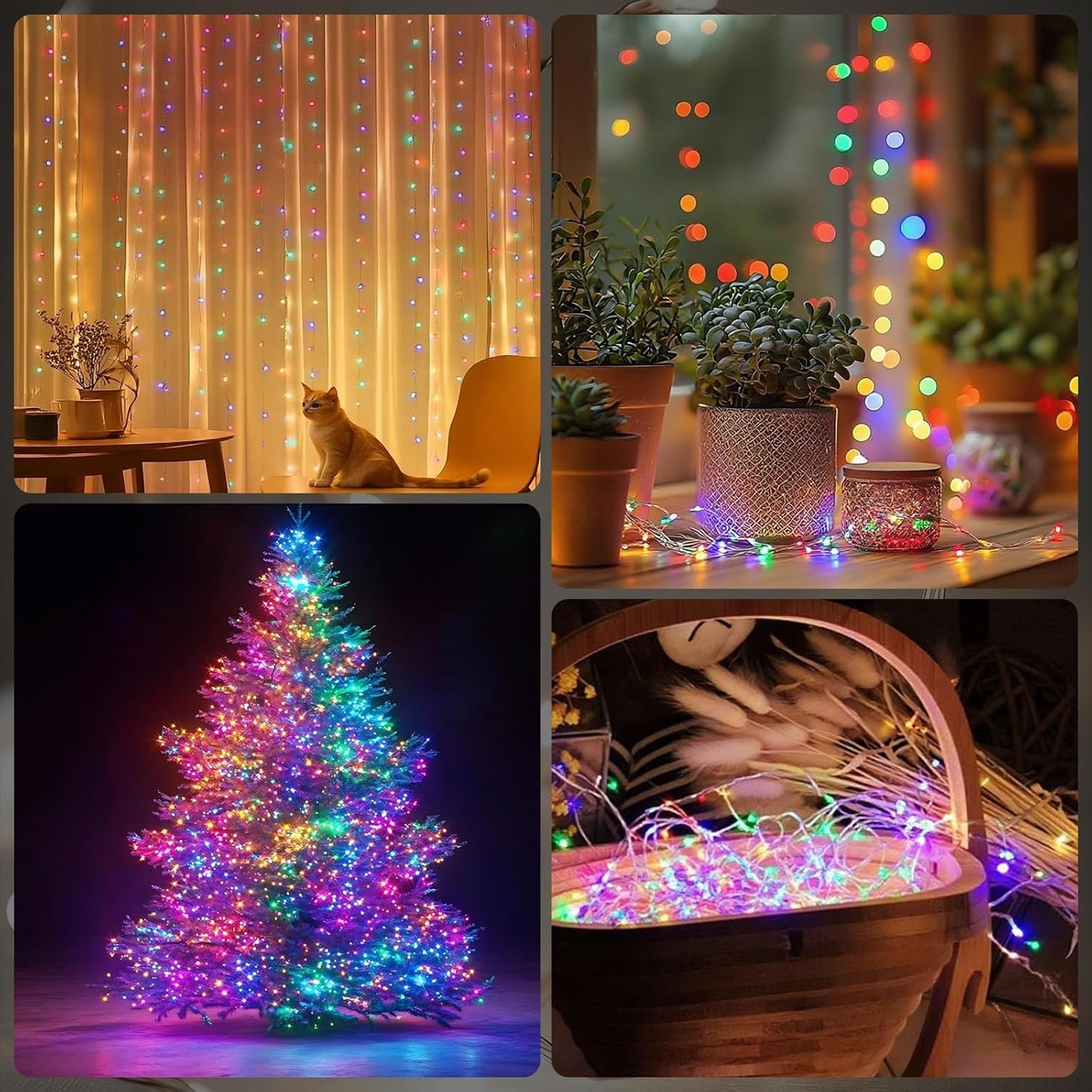 Fairy Lights Battery Operated String Lights 16.4ft 50LED Flashing and Constant Light Waterproof Silver Wire for Christmas DIY Party Bedroom Wedding (Multicolor, 8 Pack)