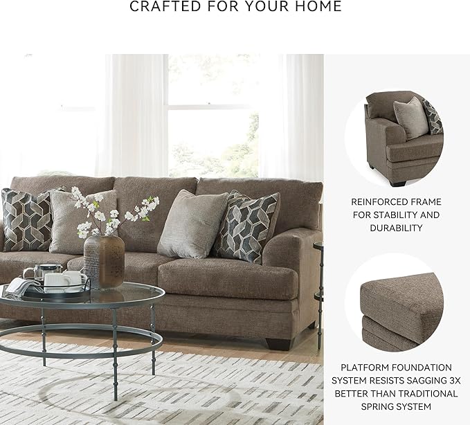 Signature Design by Ashley Stonemeade Casual Sofa with 4 Toss Pillows, Dark Brown