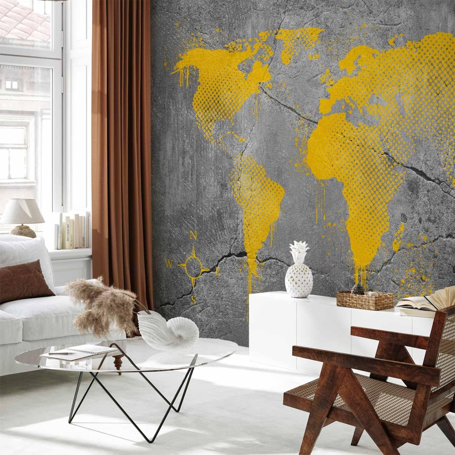artgeist Wall Mural World Map 96x69 in - XXL Peel and Stick Self-Adhesive Wallpaper Removable Large Sticker Foil Wall Decor Print Picture Image Design Map of The World k-A-0494-a-a