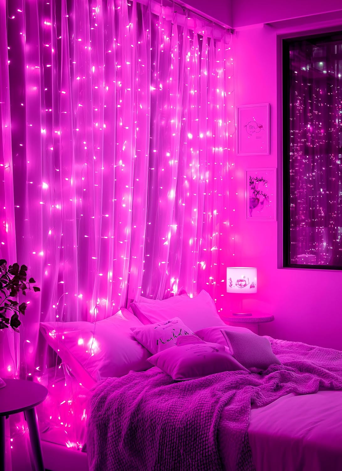 Brightown 300 LED Fairy Curtain Lights, 9.8ft x 9.8ft Curtain String Lights, USB Plug in 8 Lighting Modes LED Christmas String Hanging Lights with Remote for Bedroom Indoor Outdoor Weddings Party Xmas