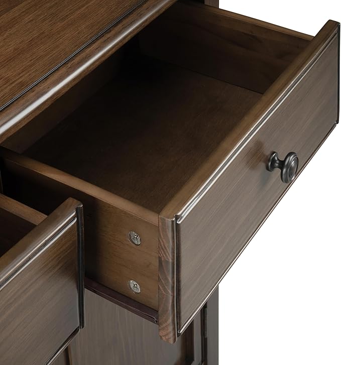 SIMPLIHOME Connaught SOLID WOOD 40 Inch Wide Traditional Storage Cabinet in Rustic Natural Aged Brown, For the Living Room, Entryway and Family Room