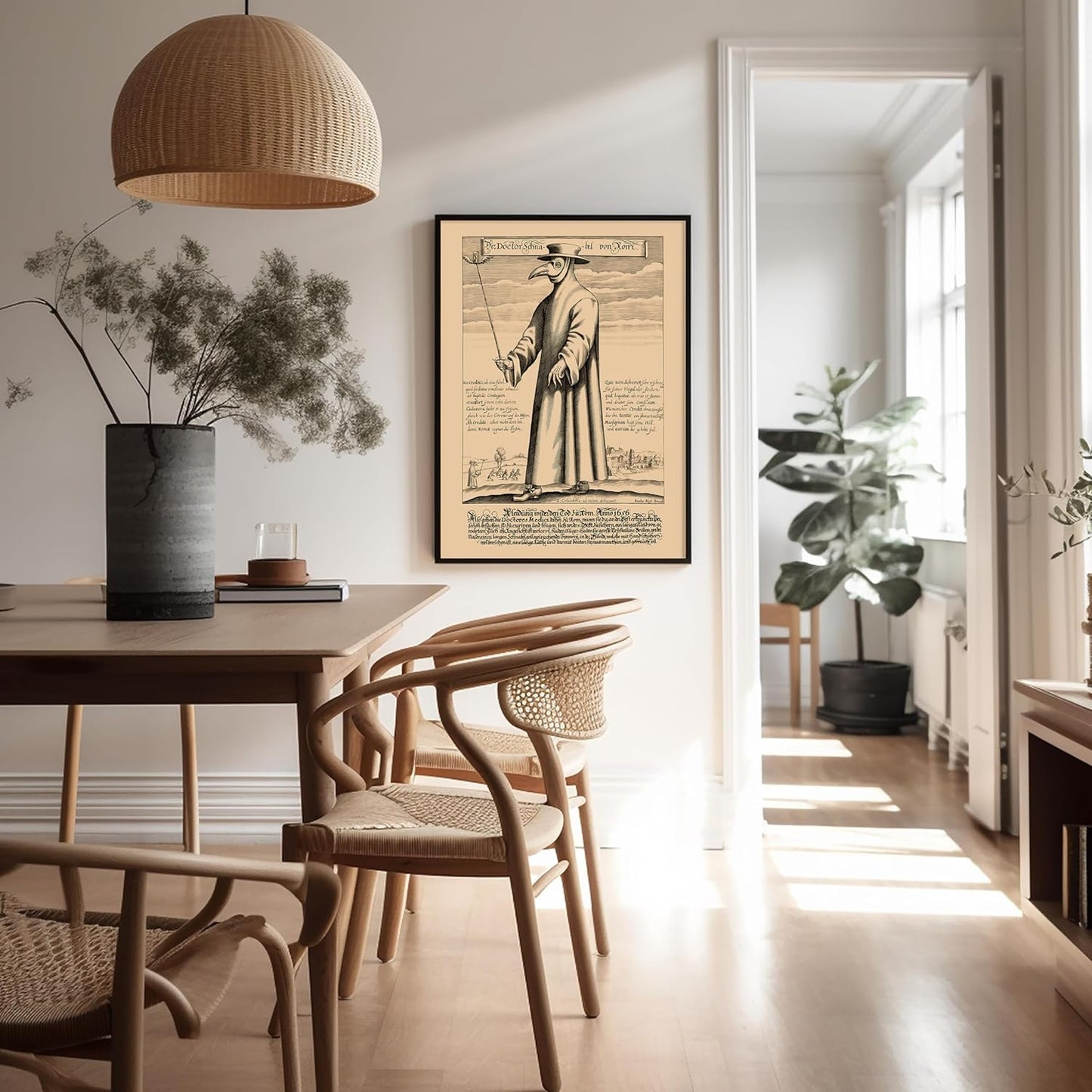 Poster Master Vintage Medieval Poster - Retro Illustration Print - Gift for Friend - Plague Doctor, Pandemic Mask, Physician, Black Death - Wall Decor for Home, Living Room, 24x32 Unframed Wall Art