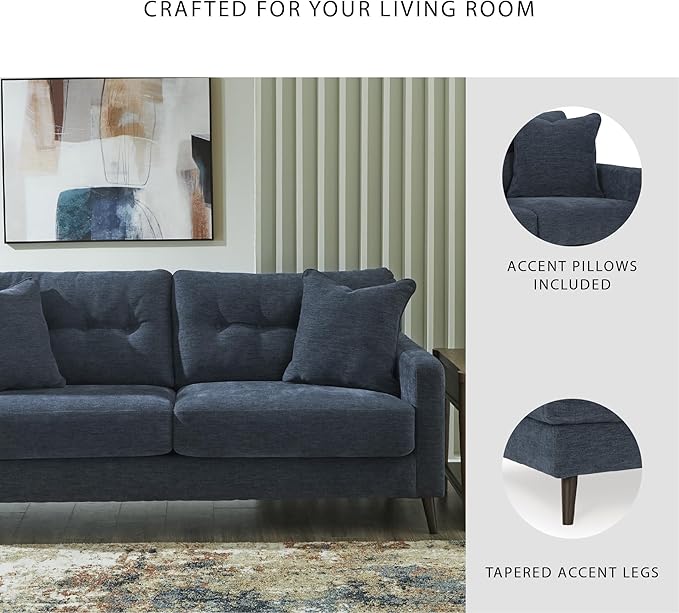 Signature Design by Ashley Bixler Classic Tufted Sofa with Removable Cushions, Blue