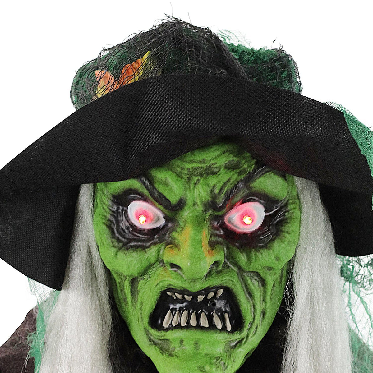 Talking Forest Witch Halloween Animatronic with Movement and Lights for Battery Operated Scary Indoor or Covered Outdoor Halloween Decorations (6FT Standing Witch)
