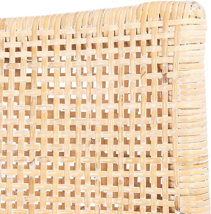 SAFAVIEH Home Collection - Gianni Natural & White Wash Solid Wood Rattan Arm Chair, Tropical Coastal Accent Seating for Living Room or Dining Space (SEA4011B)
