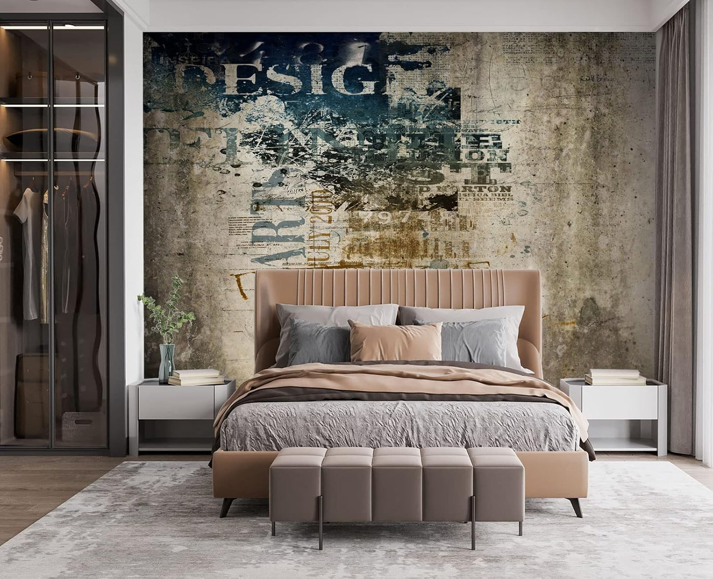 Retro Graffiti Wall Mural Wallpaper for Bedroom 103" x 69"