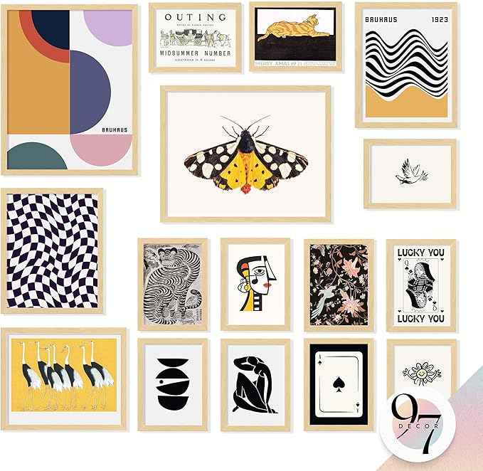 97 Decor LARGE 11x14 Vintage Eclectic Wall Art Prints - Large Eclectic Prints For Wall Decor, Unique Funky Aesthetic Pictures, Maximalist Decoration Mid Century Modern Gallery For Home (Unframed)