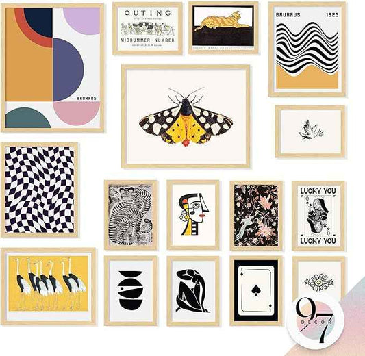 97 Decor LARGE 11x14 Vintage Eclectic Wall Art Prints - Large Eclectic Prints For Wall Decor, Unique Funky Aesthetic Pictures, Maximalist Decoration Mid Century Modern Gallery For Home (Unframed)