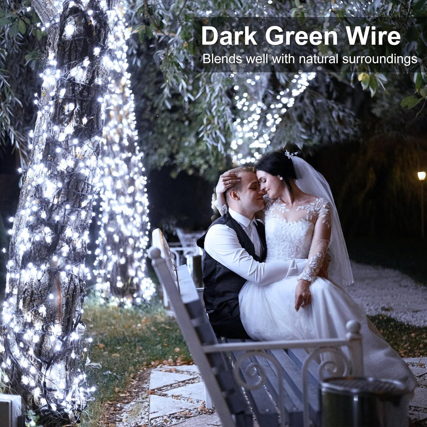 262FT 800 LED Christmas Lights, Plug in Christmas Tree Lights Outdoor with Timer and 8 Modes, Green Wire Waterproof String Light for Indoor House Yard Patio Xmas Decorations, White