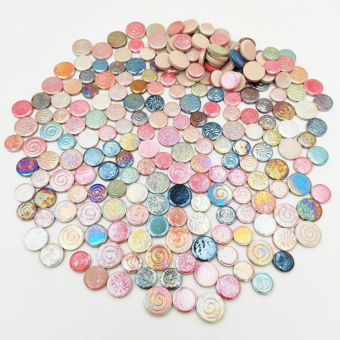 500g/1.1lb Random Color Irregular Ceramics Mosaic Tiles,DIY Making Creative Ceramic Mosaic Tiles for DIY Craft Plates Flowerpots Vases Cups Mosaic Making Supplies (Mix Round)