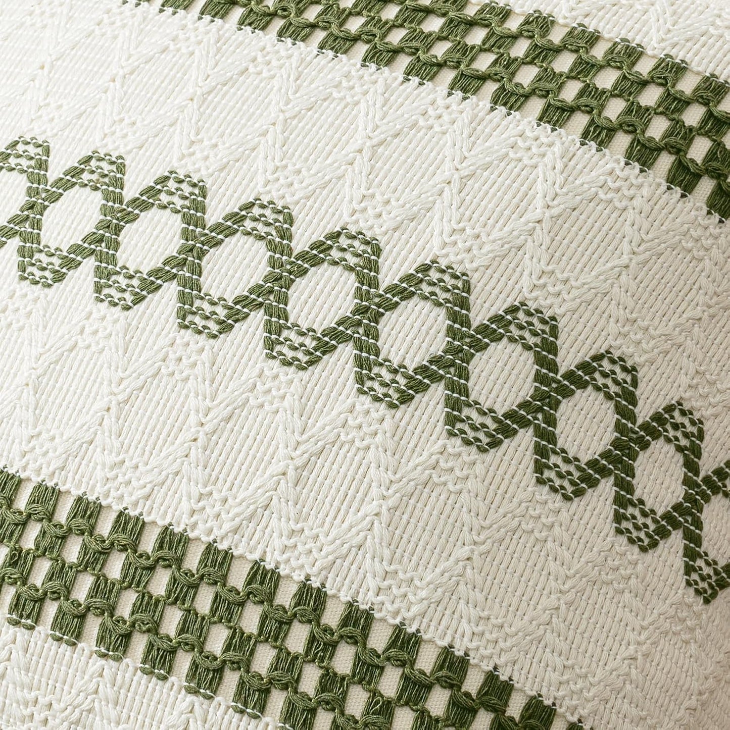 MIULEE Set of 2 Moss Green Boho Decorative Pillow Covers 18x18 Inch Farmhouse Rustic Couch Throw Pillows Modern Summer Cotton Cushion Covers Retro Cute Macrame Woven Home Decor for Bed Sofa Chair