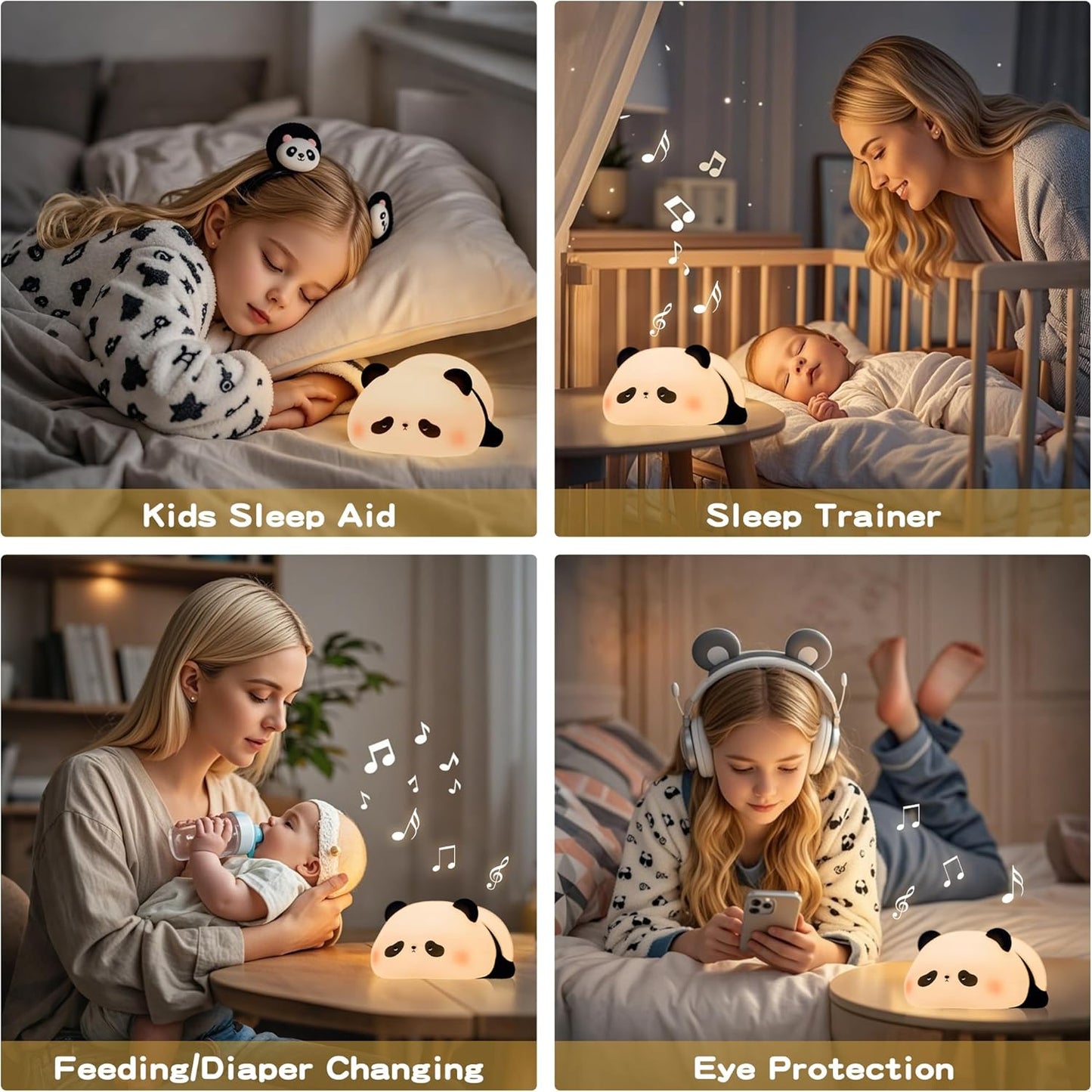 Panda Night Light with White Noise, Sound Machine for Baby Sleeping Aid,Toddler Sleep Trainer 4 Soothing Sleep Sounds,Timer/Dimmable Nursery Silicone Night Light, Cute Panda Gifts for Kids Boys/Girls
