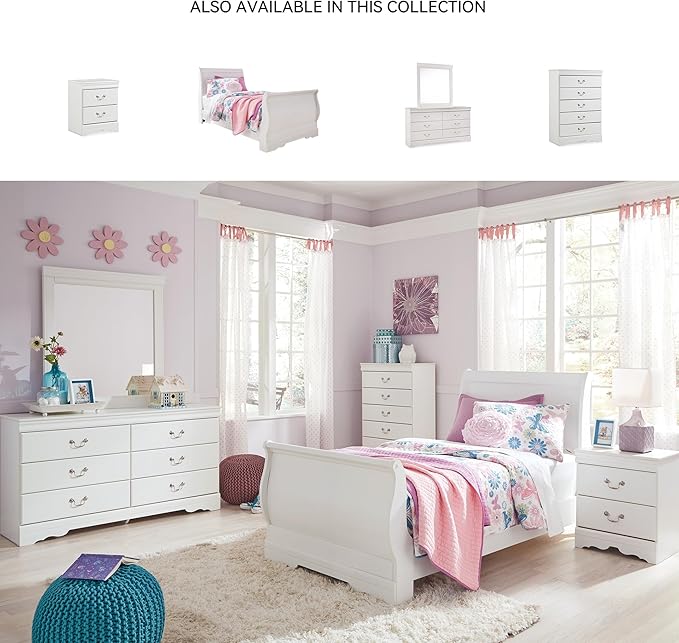 Signature Design by Ashley Anarasia Traditional Children's 2 Drawer Nightstand, 24.41" Tall, White