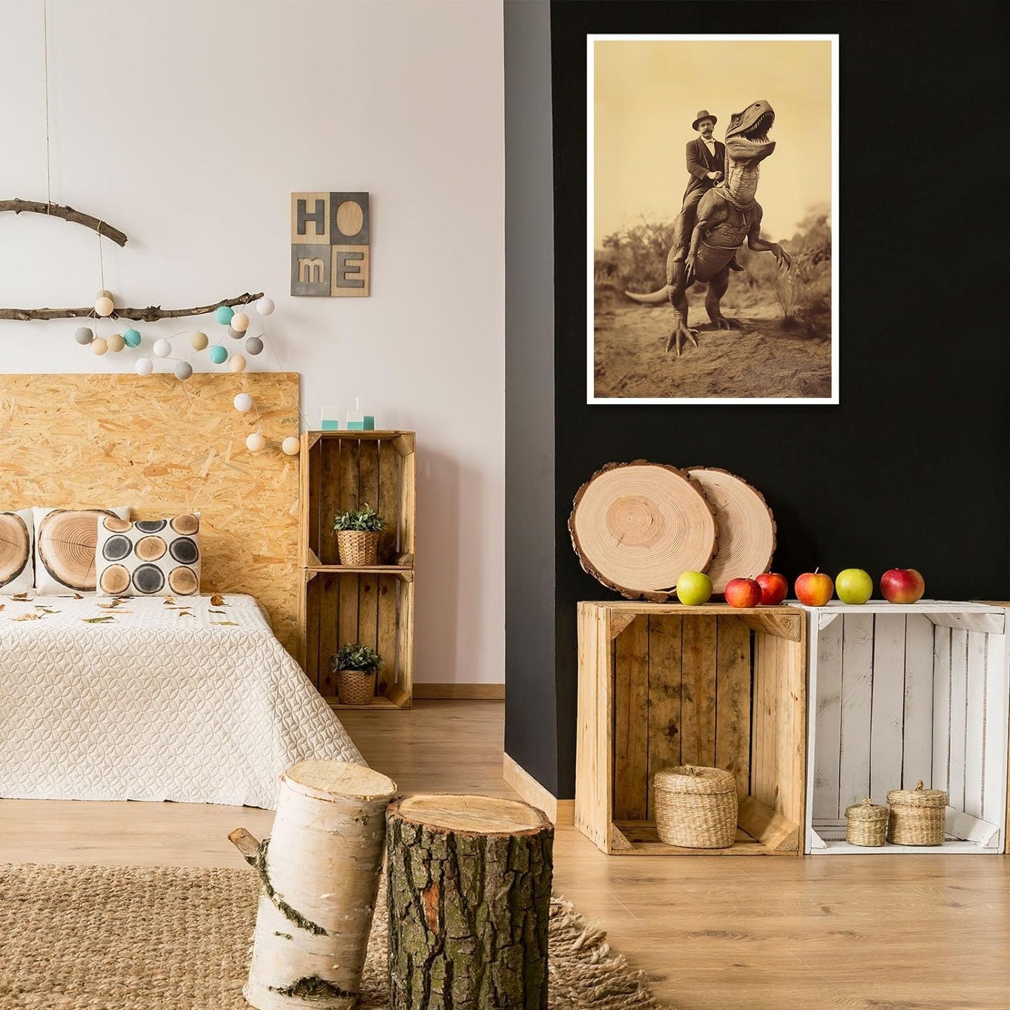 Generic Goth Decor Antiqued Wicca Art Poster Dark Academy Dinosaur And Cowboy Canvas Wall Art Horror Posters Spooky Indoor Art Family Bedroom Office Space Decor 12X16inch Unframed