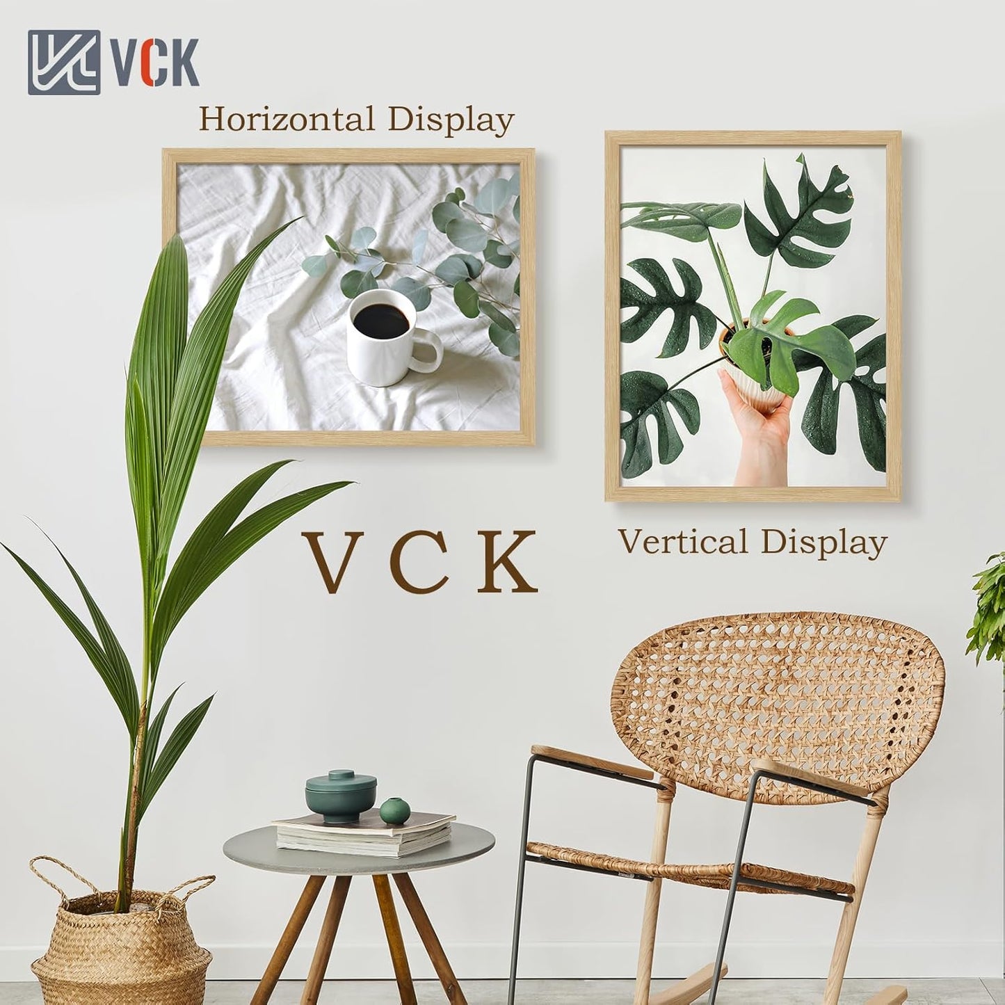 VCK 22x28 Oak Poster Frame 3 Pack, Natural Solid Wood Picture Frames, Wall Mounting Hanging