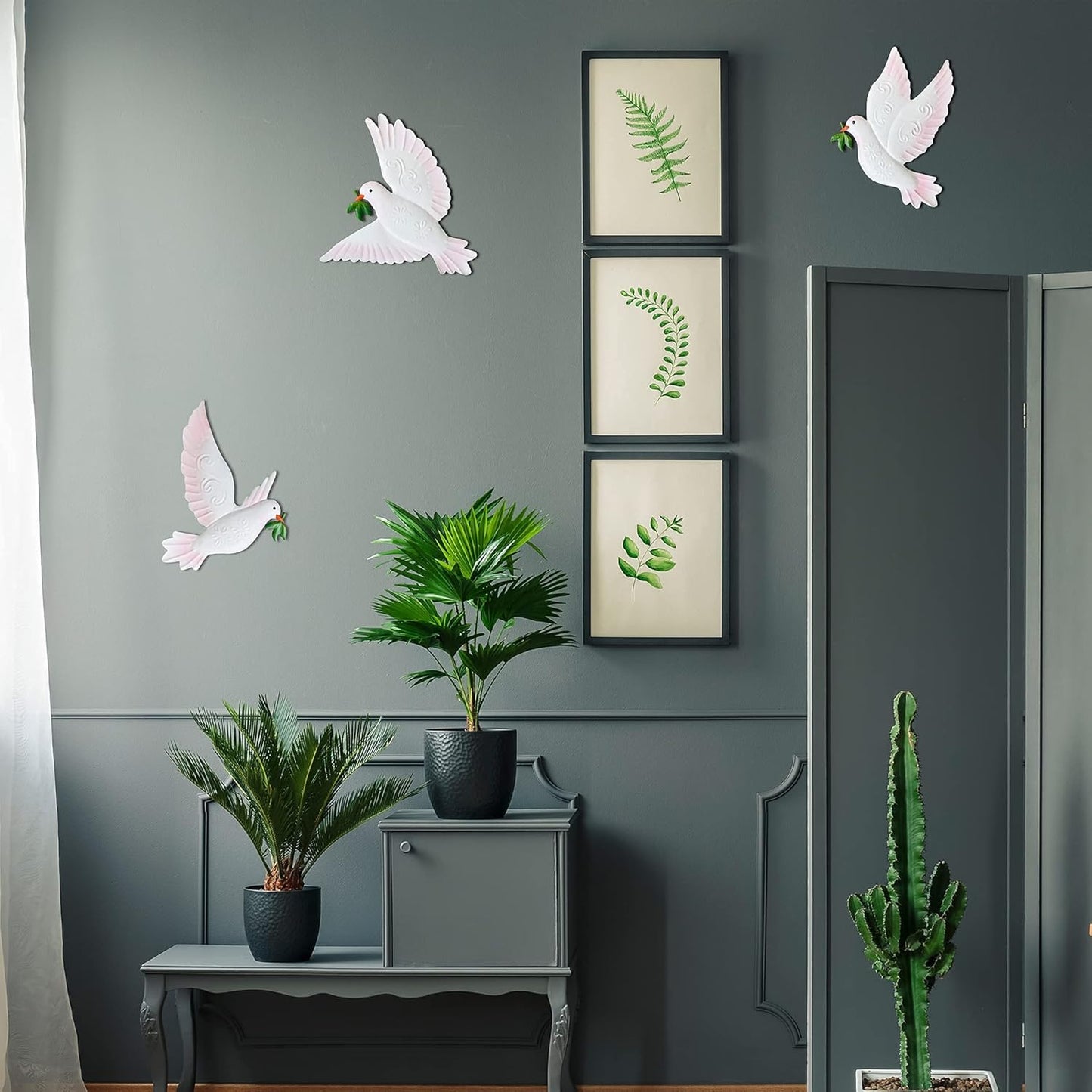 J-Fly Dove Wall Decor Metal Wall Decor Outdoor Indoor Ornament Suitable For Bathroom Living Room Garden Wall Decoration 9 Inch 3 Pack