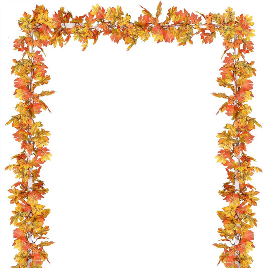 Lvydec 2 Pack Fall Maple Leaf Garland - 5.9ft/Piece Artificial Fall Foliage Garland Thanksgiving Decor for Home Wedding Party Christmas (Yellow)