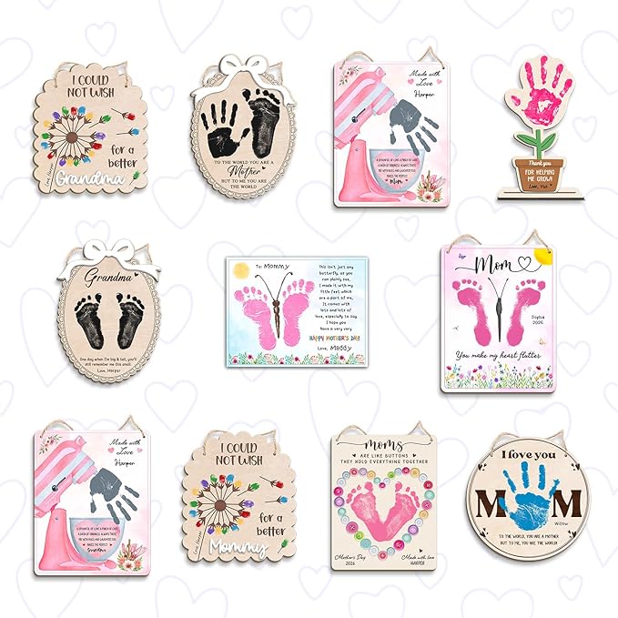 DIY Mothers Day Handprint Baking Mixer Craft Shape Hanging Sign for Grandma Baking, Baby First Mothers Day Handprint Keepsake for Grandma Nana Chef Bakers Cooking Bake Crafts from Kid Hand Print Gifts