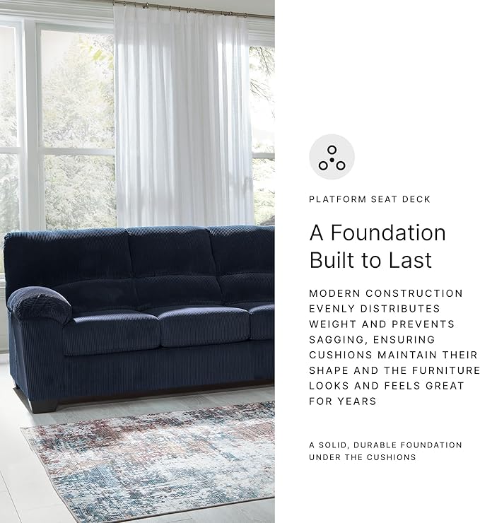 Signature Design by Ashley SimpleJoy Contemporary Sofa for Living Room, Blue