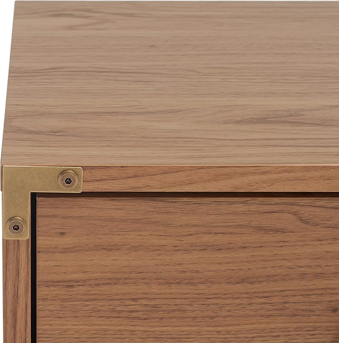 SAFAVIEH Home Collection – Galio Oak & Gold 2-Drawer Nightstand, Vintage-Inspired Bedside Table with Storage for Bedroom (NST9600D)