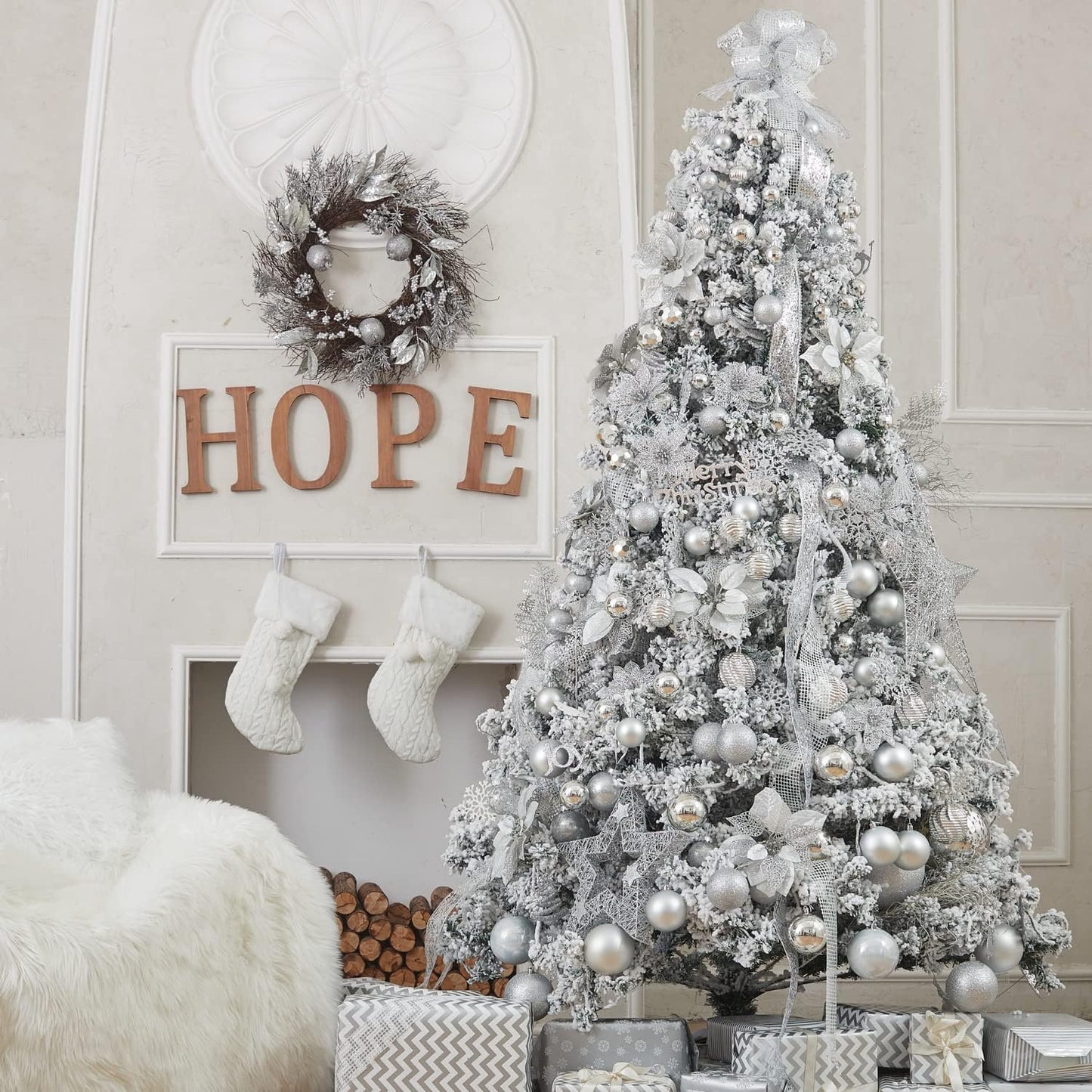 XmasExp 16ct Christmas Balls Ornaments - Shatterproof Large Hanging Ball Decorative Xmas Balls for Holiday Wedding Party Xmas Tree Decoration(3.15"/80mm, Silver)