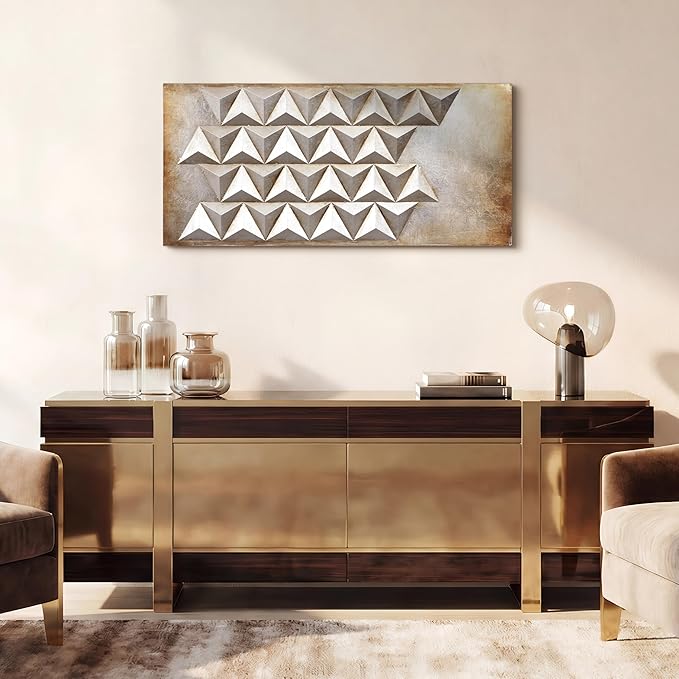 Empire Art Direct Steel II Abstract 3D Iron Wall Art, Metallic Hand Painted Sculpture,Ready to Hang, Living Room, Bedroom ＆ Office, Gold, 22 in. x 48 in.