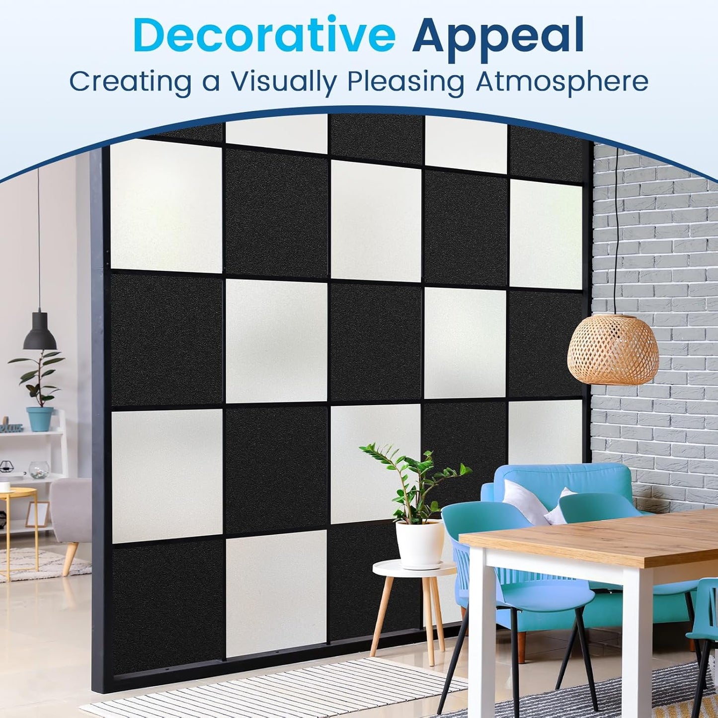 DOWELL Window Privacy Film, Frosted Glass Window Film, Static Cling Non-Adhesive Glass Clings, Sun Blocking Opaque Door Coverings, Reusable Door Sticker for Bathroom Home Office, White, 17.5" x 118.1"