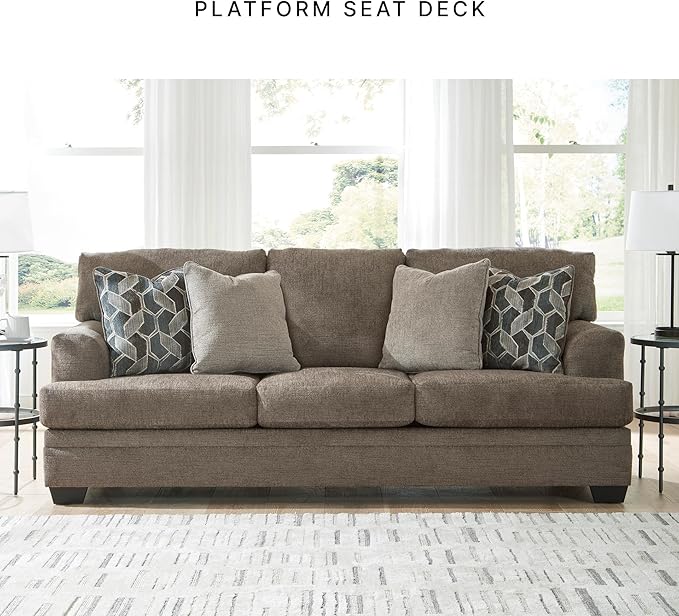 Signature Design by Ashley Stonemeade Casual Sofa with 4 Toss Pillows, Dark Brown