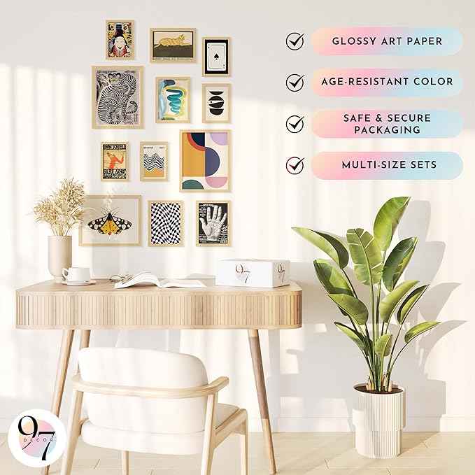 97 Decor Vintage Eclectic Wall Art Collage - Abstract Modern Art Prints For Wall Decor, Cool Funky Pictures Maximalist Paintings Retro Bauhaus Posters Set For Dorm Bedroom Home Decorations (Unframed)