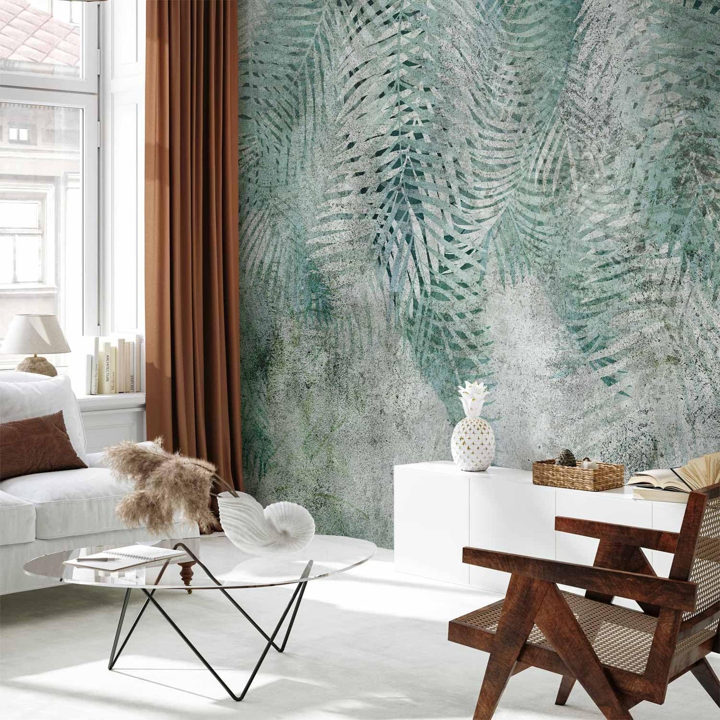 artgeist Wall Mural Leaves 193x138 in - XXL Peel and Stick Self-Adhesive Wallpaper Removable Large Sticker Foil Wall Decor Print Picture Design Nature Botanical Plants Palm Abstract b-C-0861-a-a