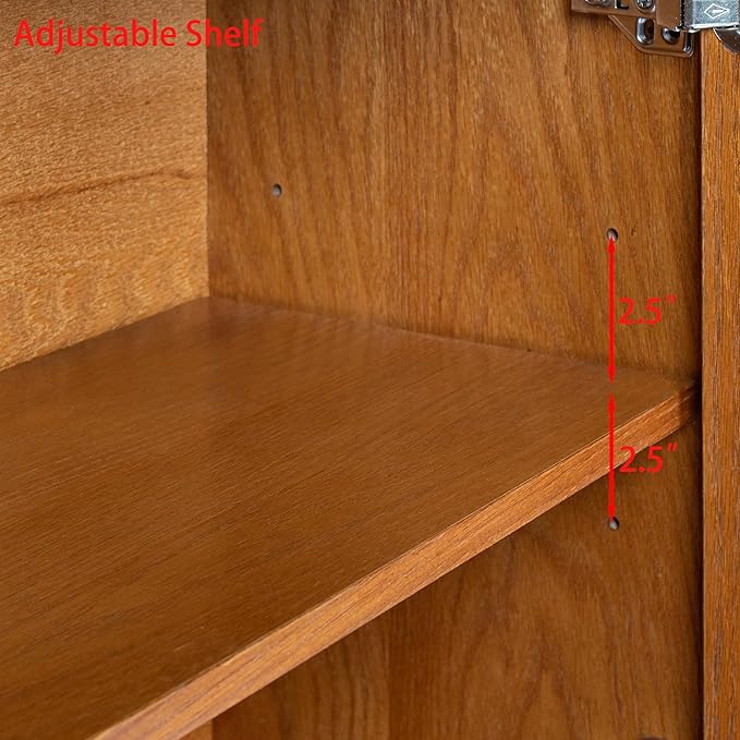 Ball & Cast 34" Walnut Sideboard Cabinet with Storage, Rustic Buffet Credenza Cabinet with 2 Doors and Adjustable Shelf, for Entryway, Hallway, Living Room, Dining Rooms & Kitchen Coffee Bar
