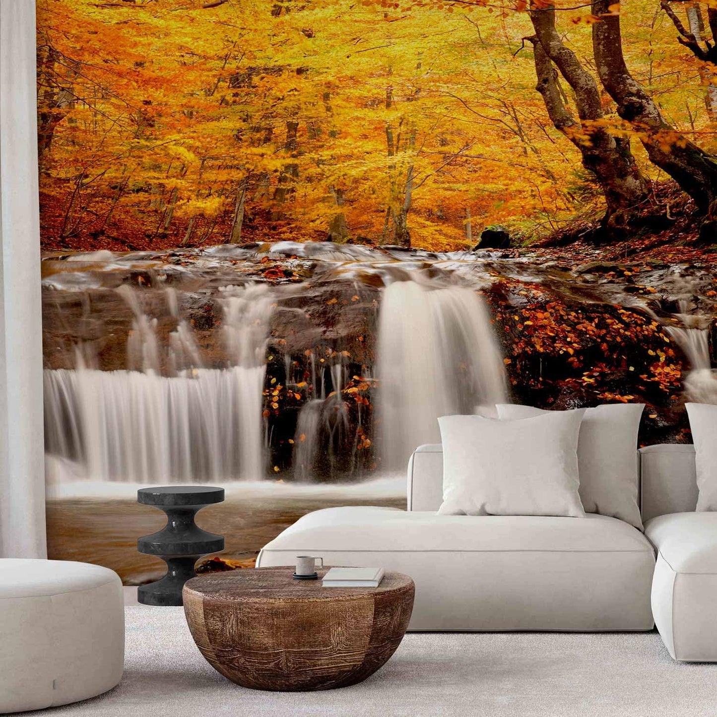 artgeist Wall Mural Peel and Stick Waterfall 212x98 in - XXL Self-Adhesive Corner Wallpaper Removable Large Sticker Foil Angle Wallpaper Wall Decor Print Nature Landscape Forest Tree c-B-0472-a-a