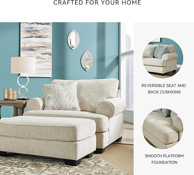 Signature Design by Ashley Monaghan Classic Upholstered Oversized Chair with Toss Pillow, Light Brown