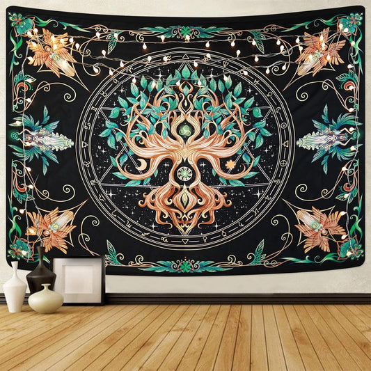 Tree of Life Tapestry - Natural Hippie Wall Hanging, UV Resistant, Machine Washable, Lightweight, Psychedelic Witchcraft Bedroom Decor for Bedroom, Living Room, Yoga Room - 39.37x29.92 Inch