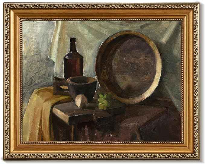 uniro Vintage Gold Framed Wall Art for Home Decor, Farmhouse Wall Decor Still Life Canvas Artwork, Antique Kitchen Wall Art Picture, Rustic Kitchen Art Prints Aesthetic Picture for Dining Desktop Decor- 11x14Inch